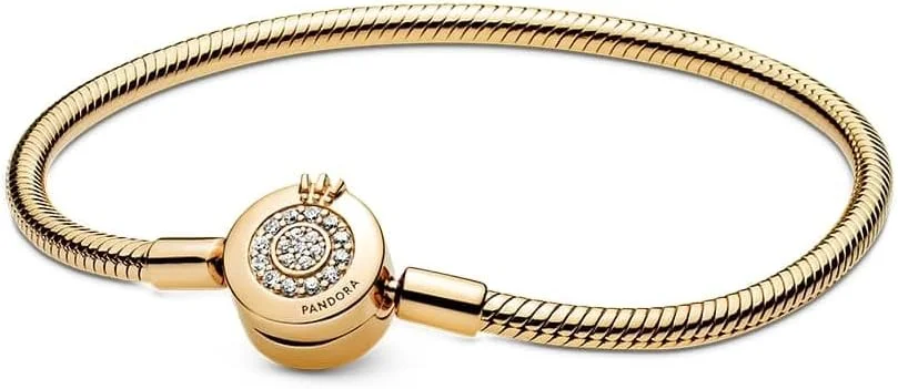 دستبند پیوند ماری تاج درخشان پاندورا نقره ای 16 سانتی متر، فلز گرانبها، زیرکونیا کوبیک، فلز گرانبها، زیرکونیا کوبیک