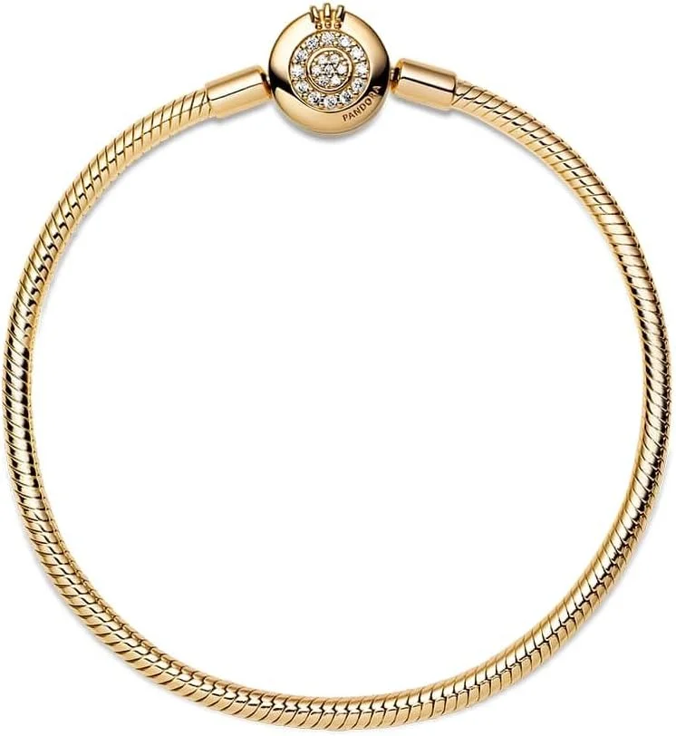 دستبند پیوند ماری تاج درخشان پاندورا نقره ای 16 سانتی متر، فلز گرانبها، زیرکونیا کوبیک، فلز گرانبها، زیرکونیا کوبیک