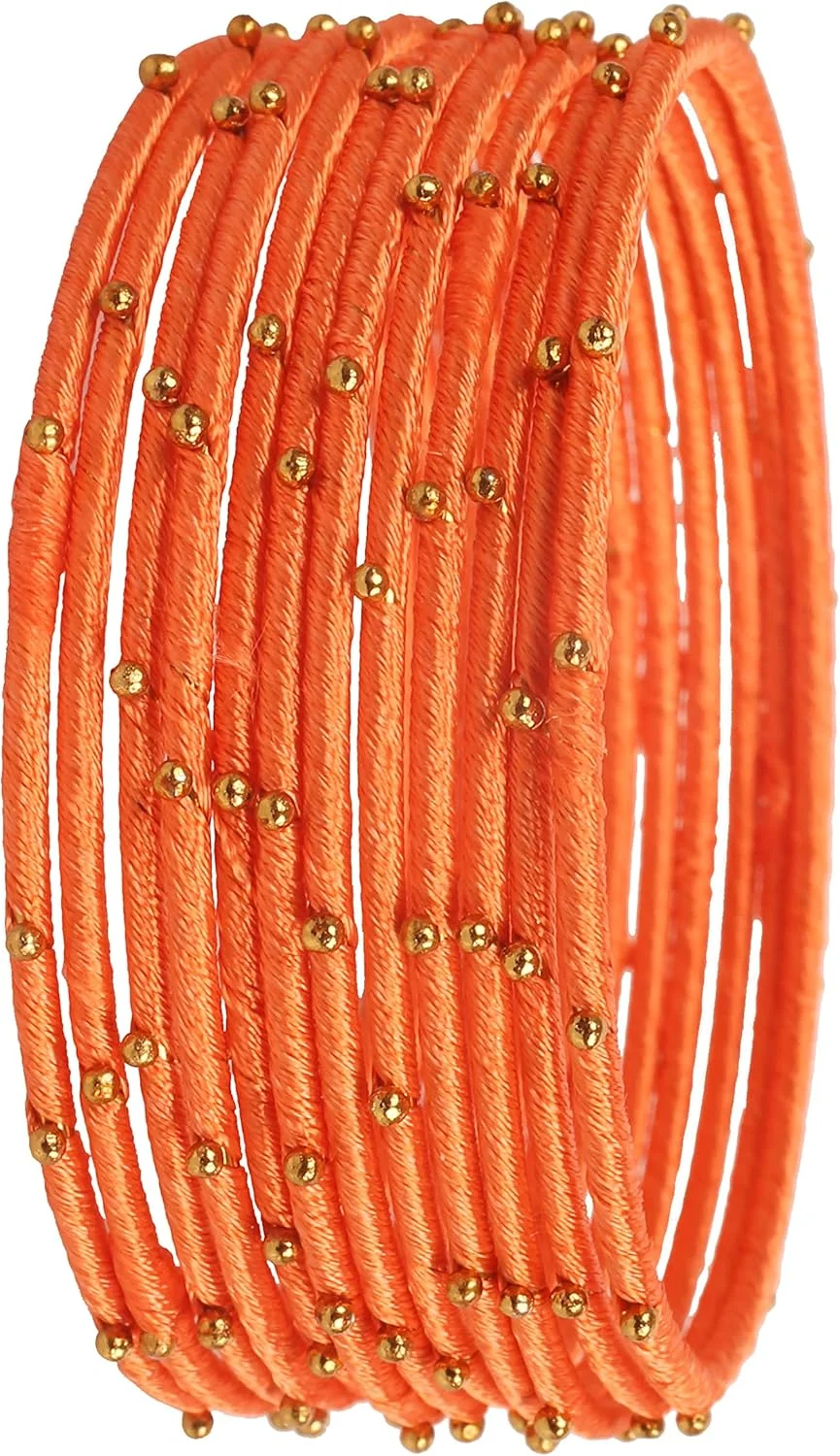 دستبند النگویی زنانه تاچ استون، طرح هندی بالیوودی، بافته شده با نخ ابریشم مصنوعی، گوی های طلایی، رنگ های جذاب و طراحی خاص