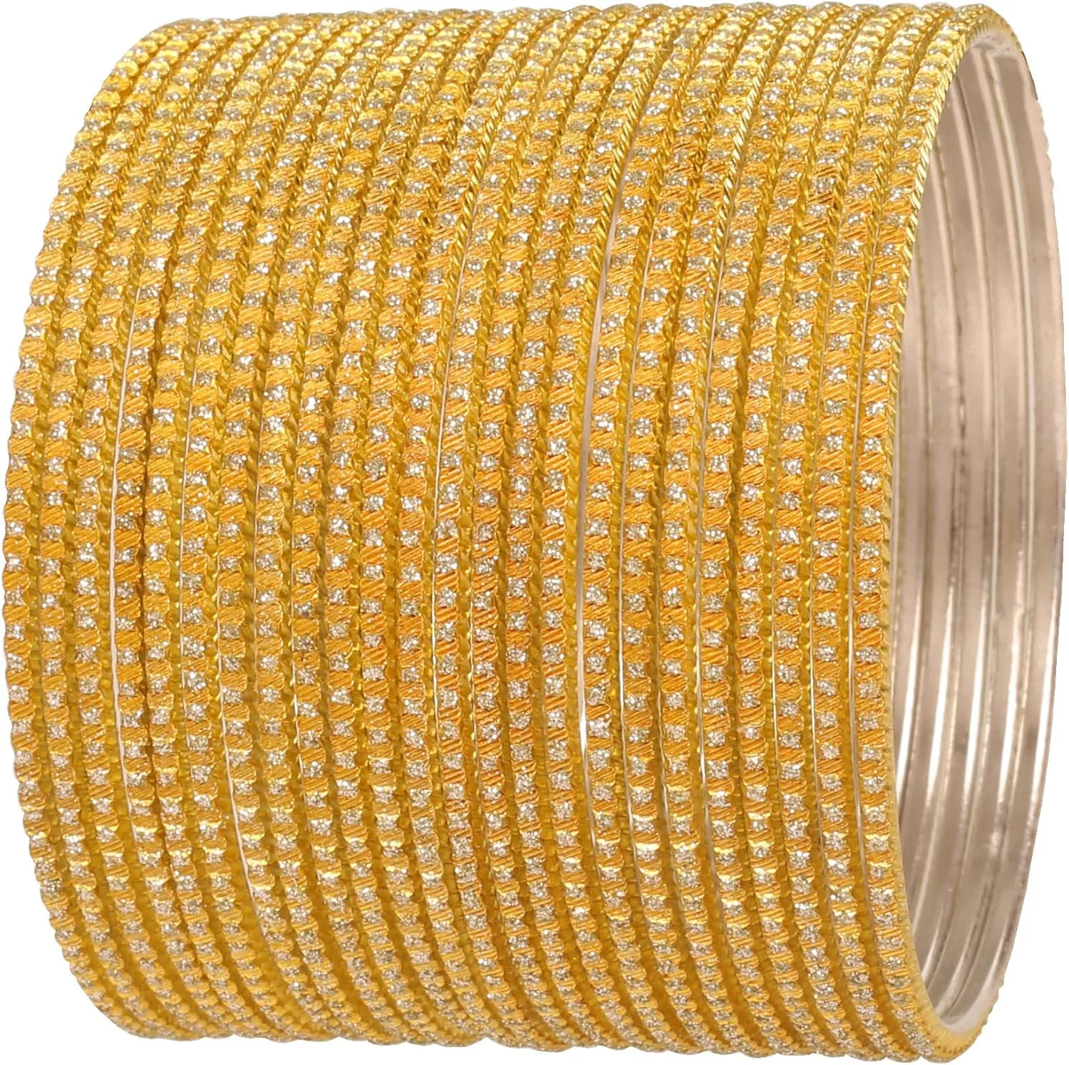 دستبند النگویی تاچ استون "مجموعه النگوهای رنگارنگ هندی بالیوودی آلیاژ فلزی چند منظوره با ظاهر زیبا و غنی بافت دار، ست دستبند النگویی طراح دار 24 عددی برای زنان.