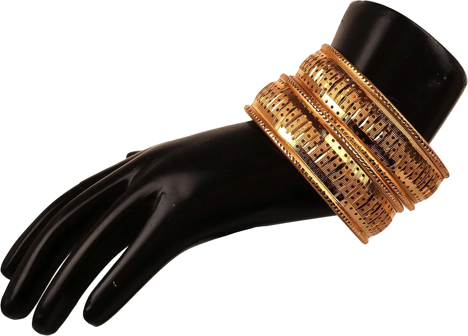 دستبند النگویی زنانه تاچ استون، طرح هندی بالیوودی، حکاکی فلزی ظریف، کار شده با میناکاری، طراحی خاص، رنگ طلایی دستبند النگویی زنانه تاچ استون، طرح هندی بالیوودی، حکاکی فلزی ظریف، کار شده با میناکاری، طراحی خاص، رنگ طلایی