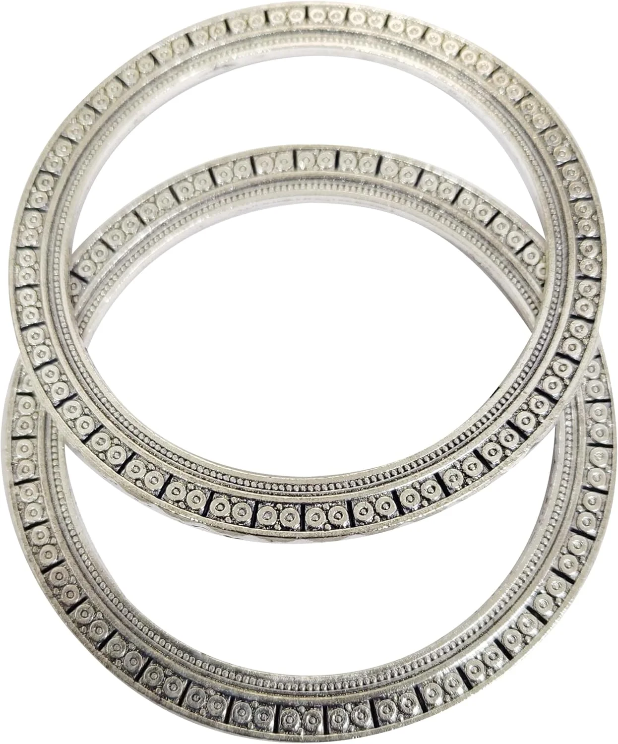 دستبند النگوی طرح جواهرات هندی بالیوودی تاچ استون، دست ساز. ست 2 عددی. رنگ نقره ای اکسید شده، مناسب بانوان. دستبند النگوی طرح جواهرات هندی بالیوودی تاچ استون، دست ساز. ست 2 عددی. رنگ نقره ای اکسید شده، مناسب بانوان.