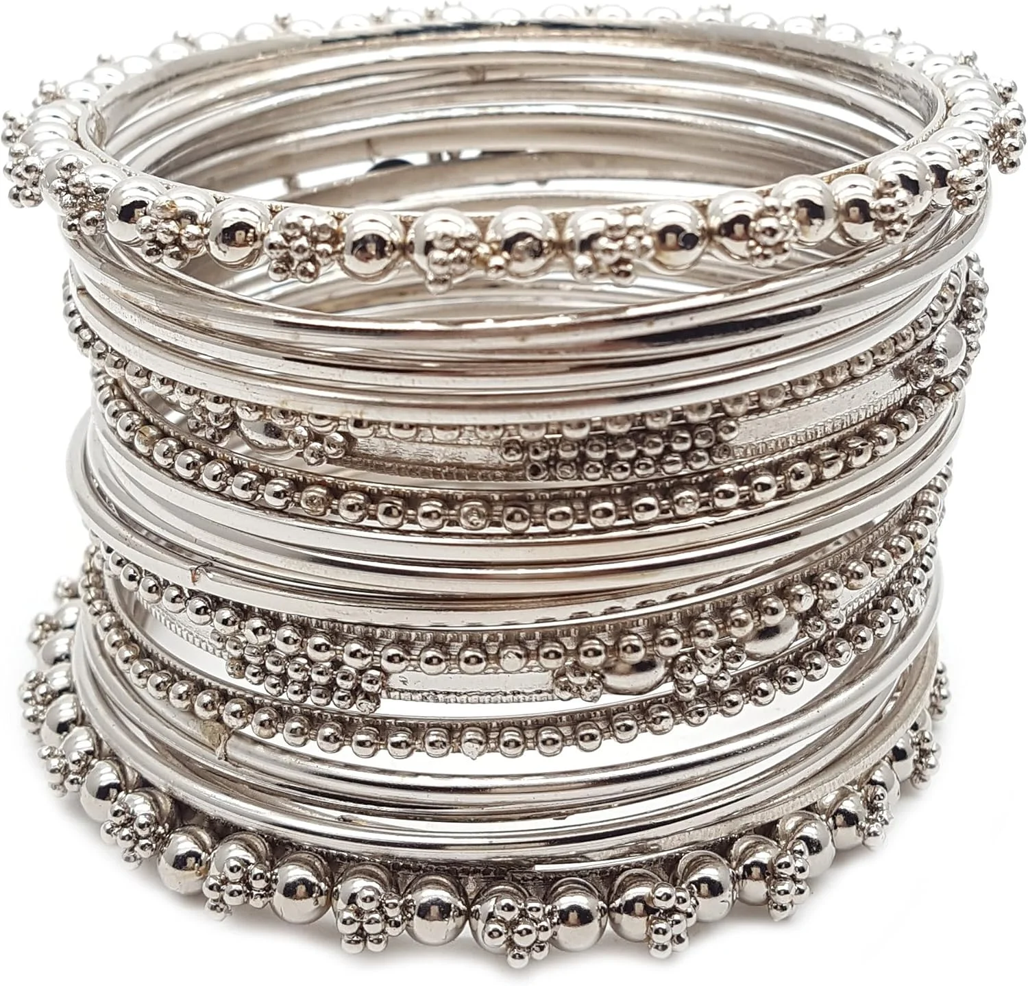 دستبند النگویی نقره ای با طرح سنتی شیک YouBella زنانه