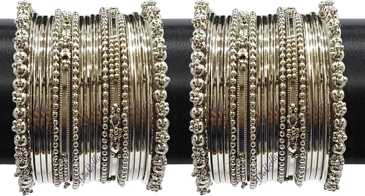 دستبند النگویی نقره ای طرح سنتی و شیک زنانه YouBella