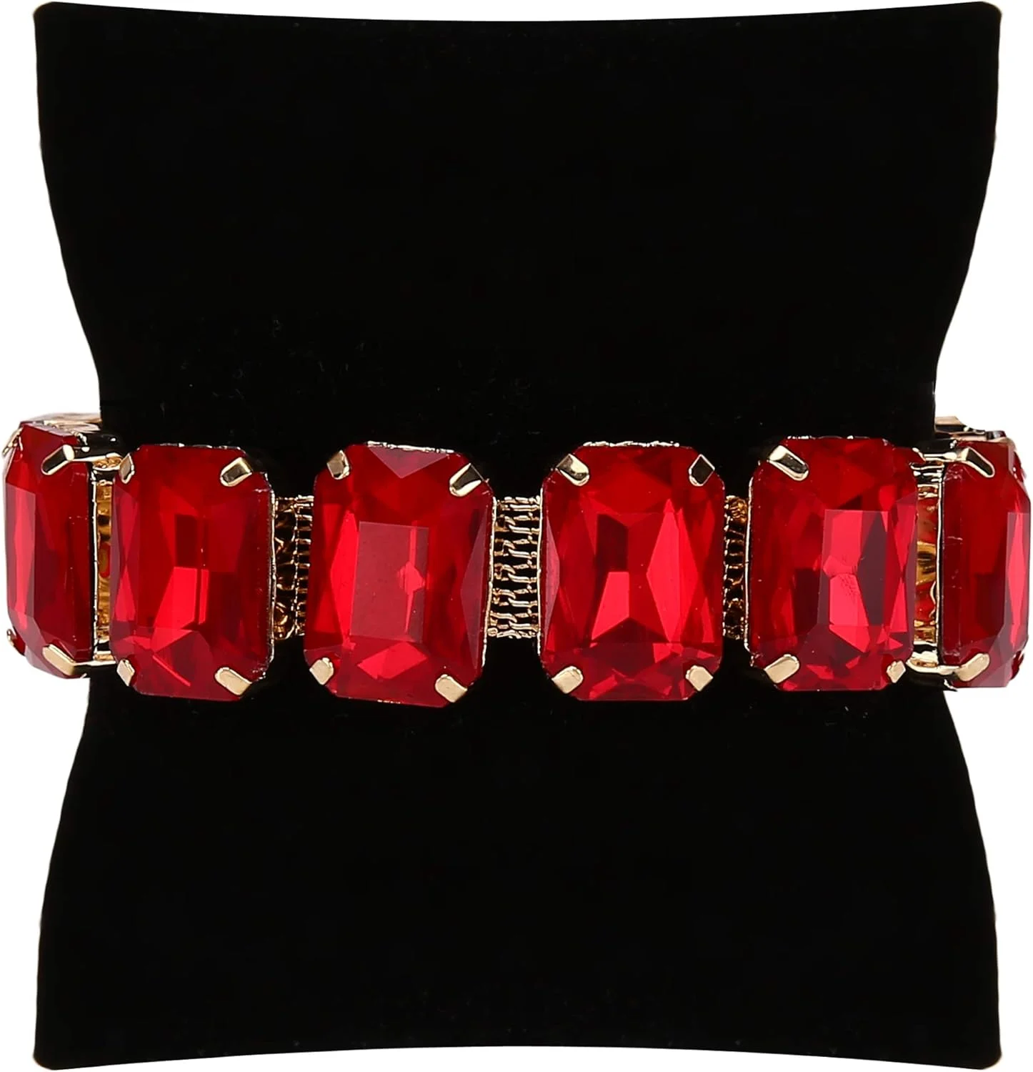 دستبند النگویی نگین دار شیک YouBella با روکش طلایی برای بانوان (قرمز) (YBBN_91726) دستبند النگویی نگین دار شیک YouBella با روکش طلایی برای بانوان (قرمز) (YBBN_91726)