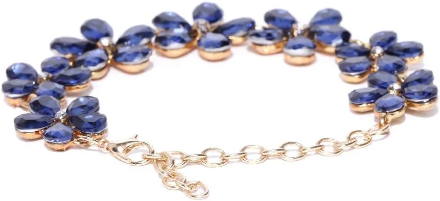 دستبند النگویی کریستالی شیک و جدید یوتبلا با روکش طلایی آبی رنگ مناسب دختران و زنان دستبند النگویی کریستالی شیک و جدید یوتبلا با روکش طلایی آبی رنگ مناسب دختران و زنان