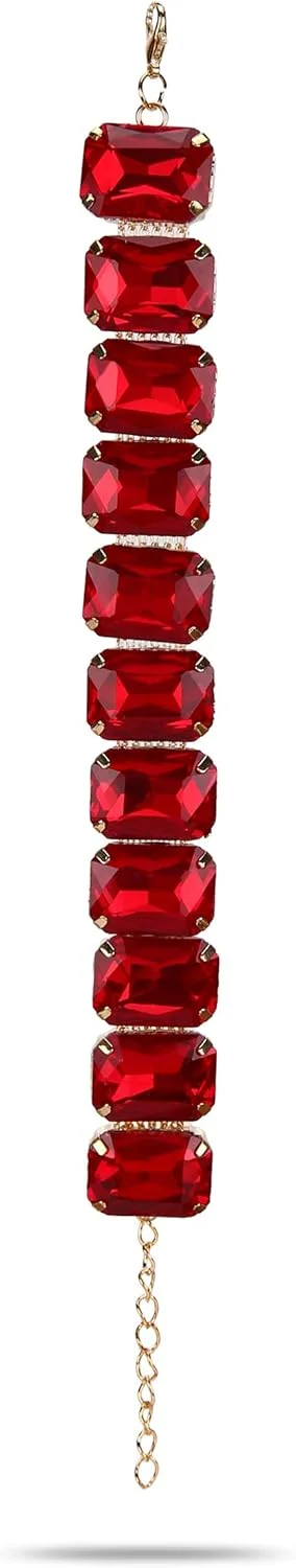 دستبند النگویی نگین دار شیک YouBella با روکش طلایی برای بانوان (قرمز) (YBBN_91726) دستبند النگویی نگین دار شیک YouBella با روکش طلایی برای بانوان (قرمز) (YBBN_91726)