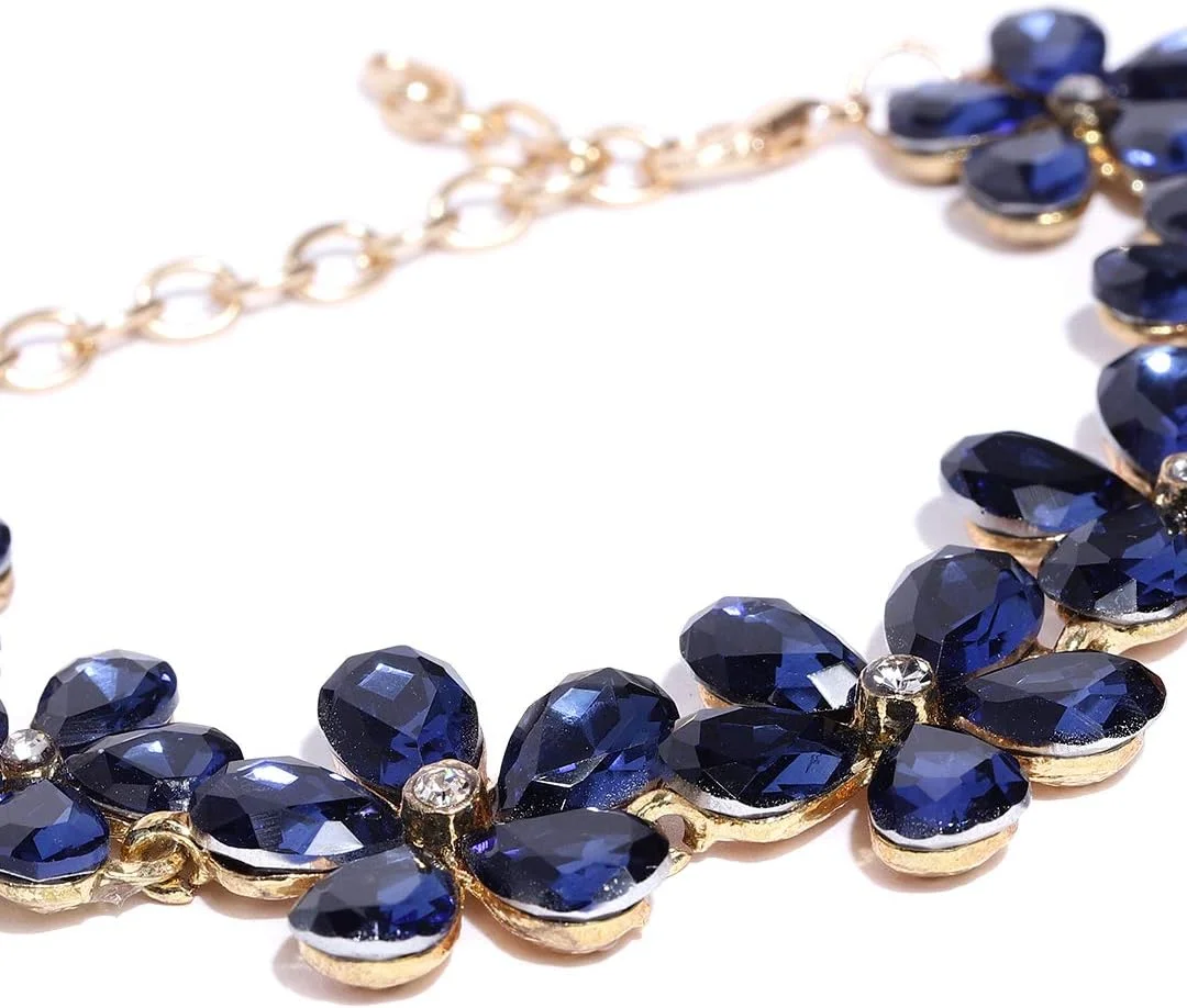 دستبند النگویی کریستالی شیک و جدید یوتبلا با روکش طلایی آبی رنگ مناسب دختران و زنان دستبند النگویی کریستالی شیک و جدید یوتبلا با روکش طلایی آبی رنگ مناسب دختران و زنان