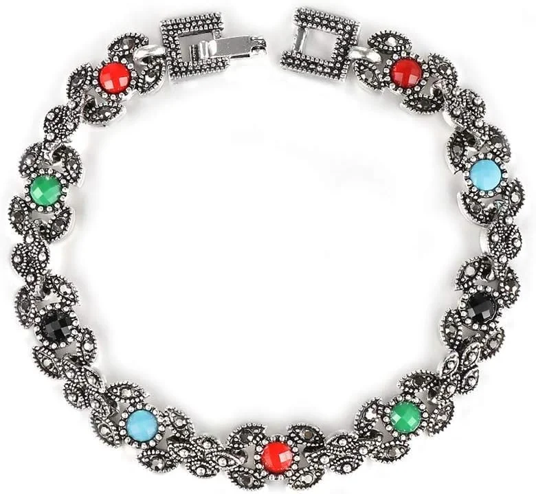 دستبند النگویی نقره ای رنگ با الهام از سلبریتی ها برای دختران و زنان (YBBN_92110) (چند رنگ)