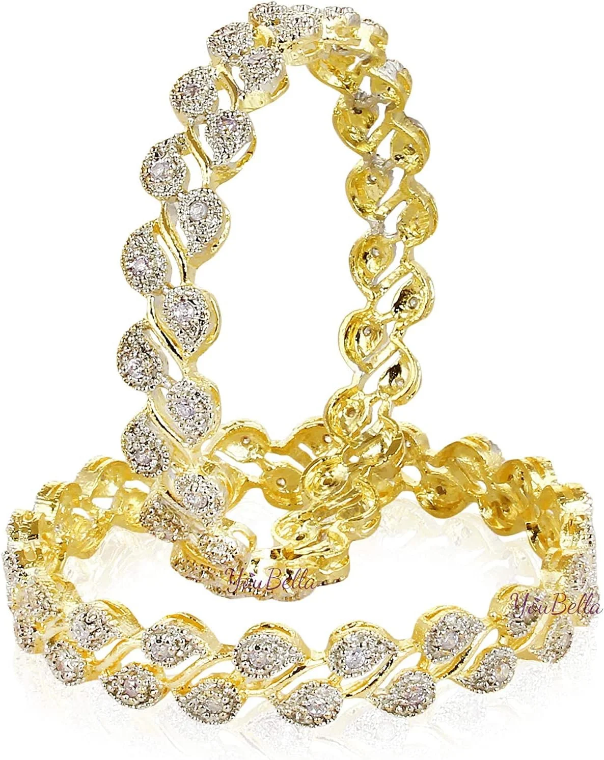 دستبند النگویی زنانه طرح الماس آمریکایی با روکش طلایی یو‌بلا