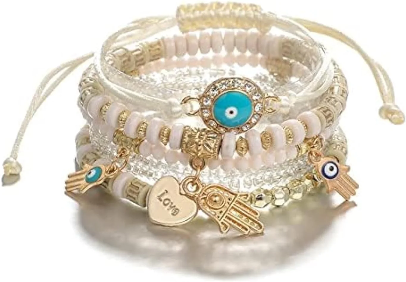 دستبند چشم نظر یوتبلا، مناسب دختران و بانوان، سایز متوسط، کریستال، بدون سنگ قیمتی