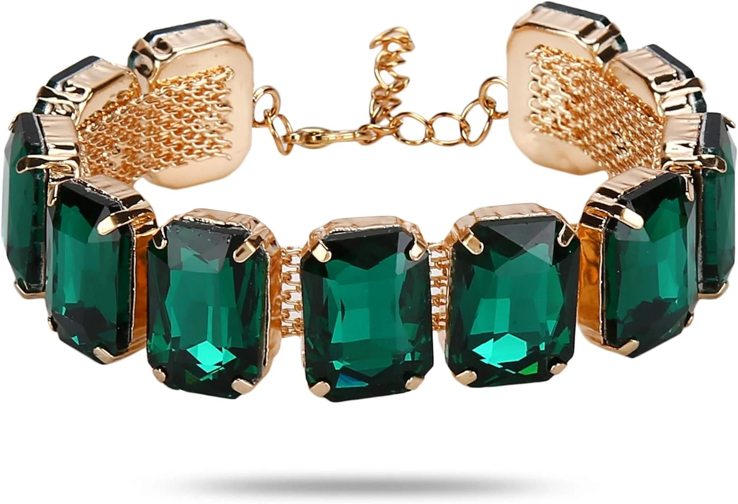دستبند النگویی نگین دار YouBella با روکش طلایی برای بانوان (سبز) (YBBN_91727)