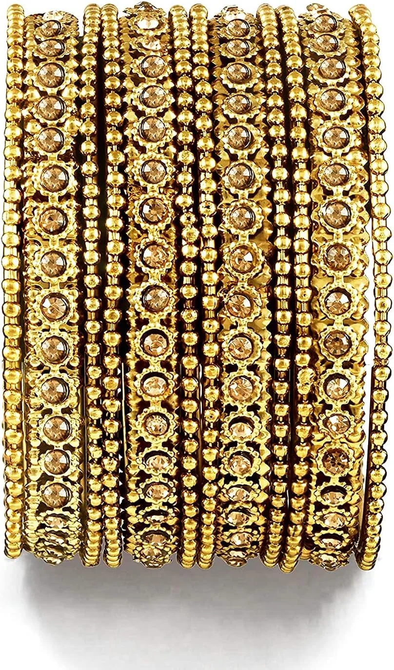 دستبند النگویی طلایی رنگ شده با طلای یک گرمی با طرح میناکاری سنتی هندی برای بانوان (سایز 2.8) YouBella دستبند النگویی طلایی رنگ شده با طلای یک گرمی با طرح میناکاری سنتی هندی برای بانوان (سایز 2.8) YouBella