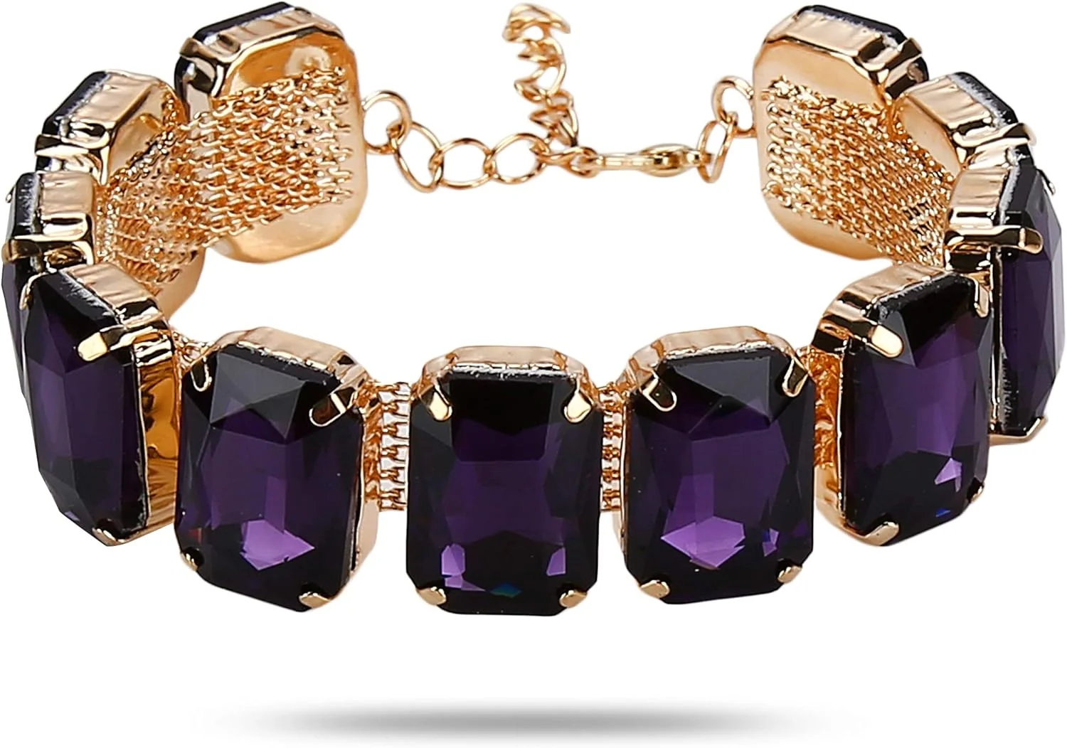 دستبند النگویی نگین دار YouBella با روکش طلایی (بنفش) (YBBN_91724)