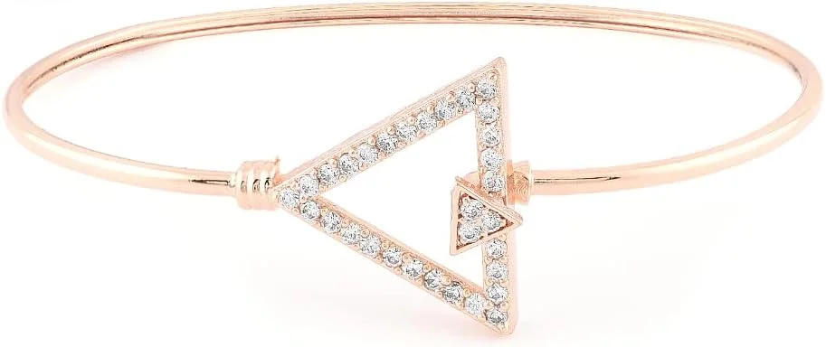 دستبند النگویی نگین دار زنانه ZAVERI PEARLS با روکش رزگلد مدل Zpfk9950، سایز آزاد