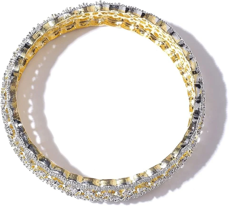 دستبند النگویی نگین دار با روکش طلایی یوولا مناسب دختران و بانوان دستبند النگویی نگین دار با روکش طلایی یوولا مناسب دختران و بانوان