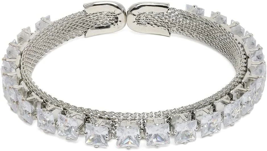 دستبند نقره ای رنگ نگین دار زنانه ZAVERI PEARLS مدل ZPFK10309