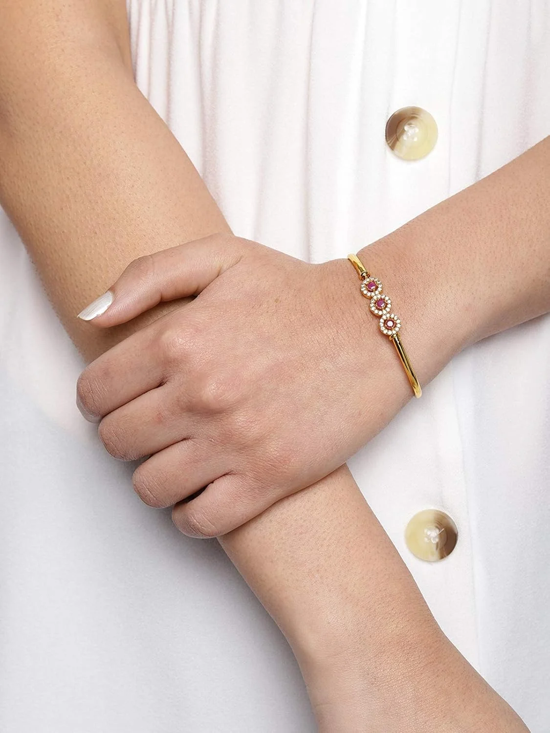 دستبند النگویی زنانه ZAVERI PEARLS (صورتی) (Zpfk9212) دستبند النگویی زنانه ZAVERI PEARLS (صورتی) (Zpfk9212)