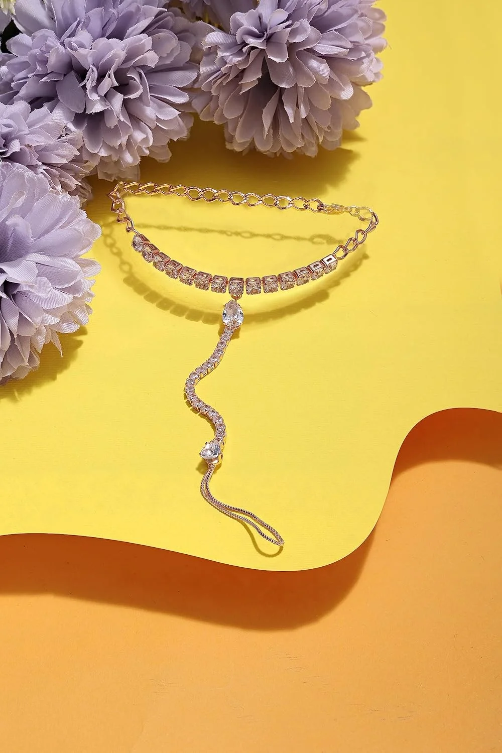 دستبند انگشتی برنجی زنانه نگیندار رزگلد ZAVERI PEARLS مدل ZPFK16135 دستبند انگشتی برنجی زنانه نگیندار رزگلد ZAVERI PEARLS مدل ZPFK16135