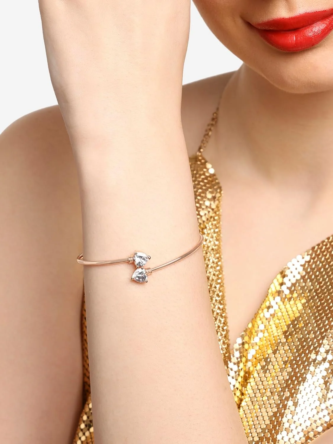 زیوری پرلز ست ۲ عددی النگو دستبندی طرح طلا رزگلد نگین دار زنانه - ZPFK17972 زیوری پرلز ست ۲ عددی النگو دستبندی طرح طلا رزگلد نگین دار زنانه - ZPFK17972