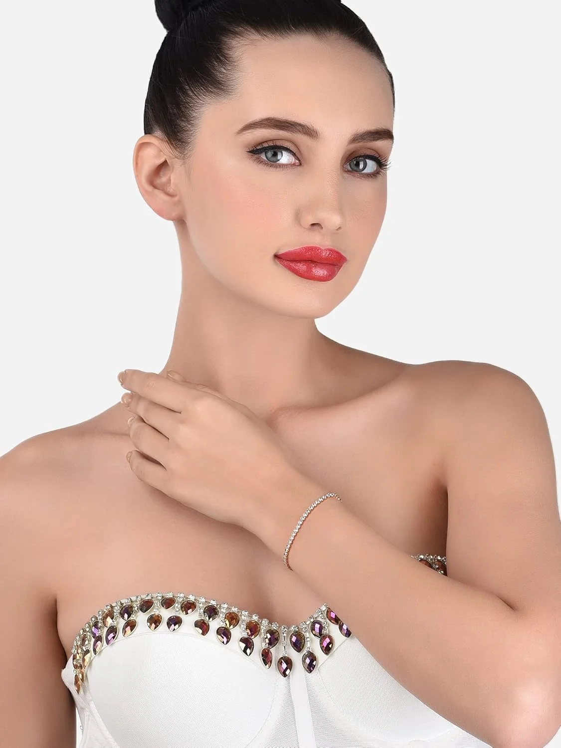 ZAVERI PEARLS ست 2 عددی دستبند تنیس زنانه نگین زیرکونیا با روکش رزگلد مدل ZPFK13431 ZAVERI PEARLS ست 2 عددی دستبند تنیس زنانه نگین زیرکونیا با روکش رزگلد مدل ZPFK13431