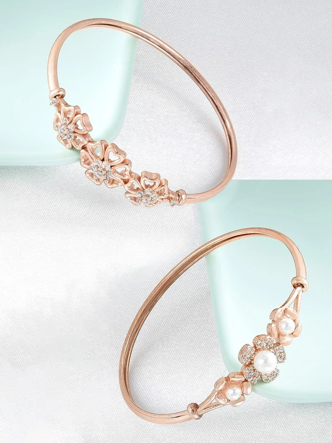 ZAVERI PEARLS ست 2 عددی دستبند النگویی نگین زیرکونیا طرح رزگلد زنانه - ZPFK13465 ZAVERI PEARLS ست 2 عددی دستبند النگویی نگین زیرکونیا طرح رزگلد زنانه - ZPFK13465