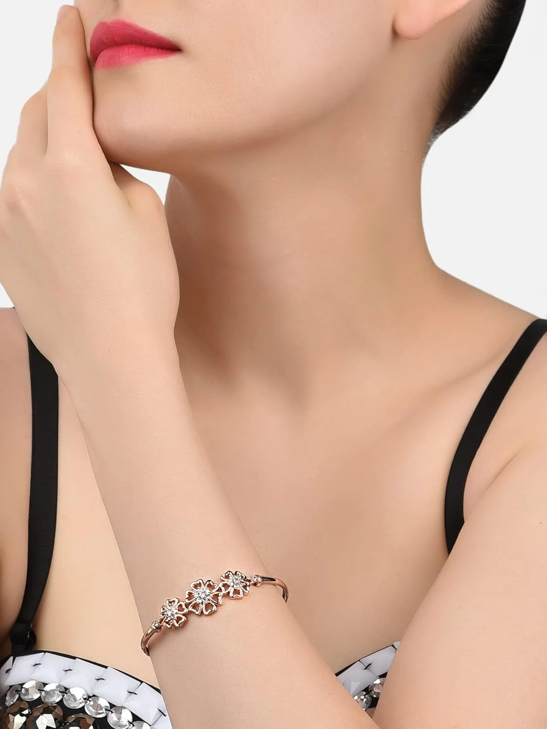 ZAVERI PEARLS ست 2 عددی دستبند النگویی نگین زیرکونیا طرح رزگلد زنانه - ZPFK13465 ZAVERI PEARLS ست 2 عددی دستبند النگویی نگین زیرکونیا طرح رزگلد زنانه - ZPFK13465