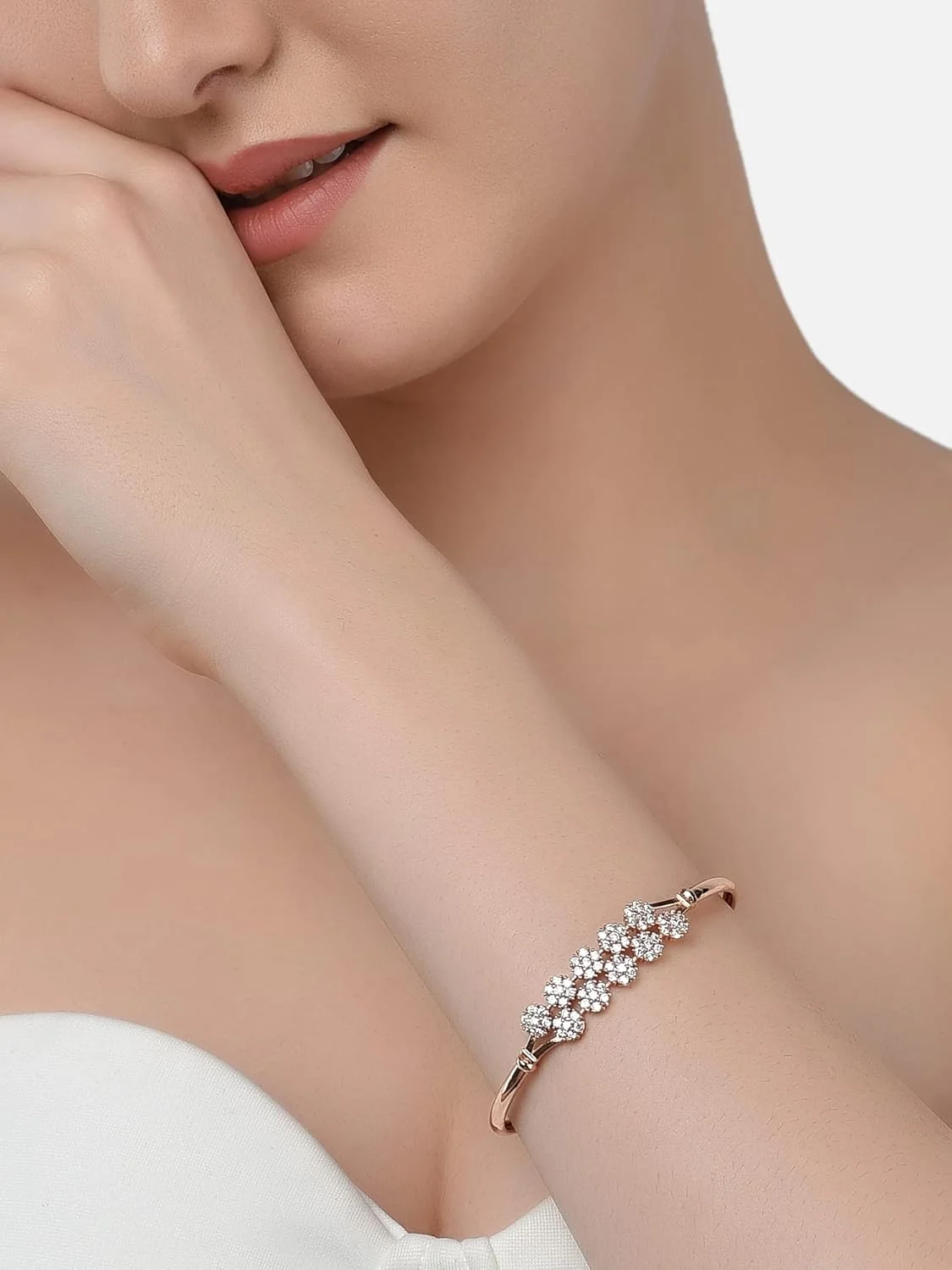 ZAVERI PEARLS ست دستبند النگویی نگین دار برنجی رزگلد زنانه (دو عددی) - ZPFK11104 ZAVERI PEARLS ست دستبند النگویی نگین دار برنجی رزگلد زنانه (دو عددی) - ZPFK11104