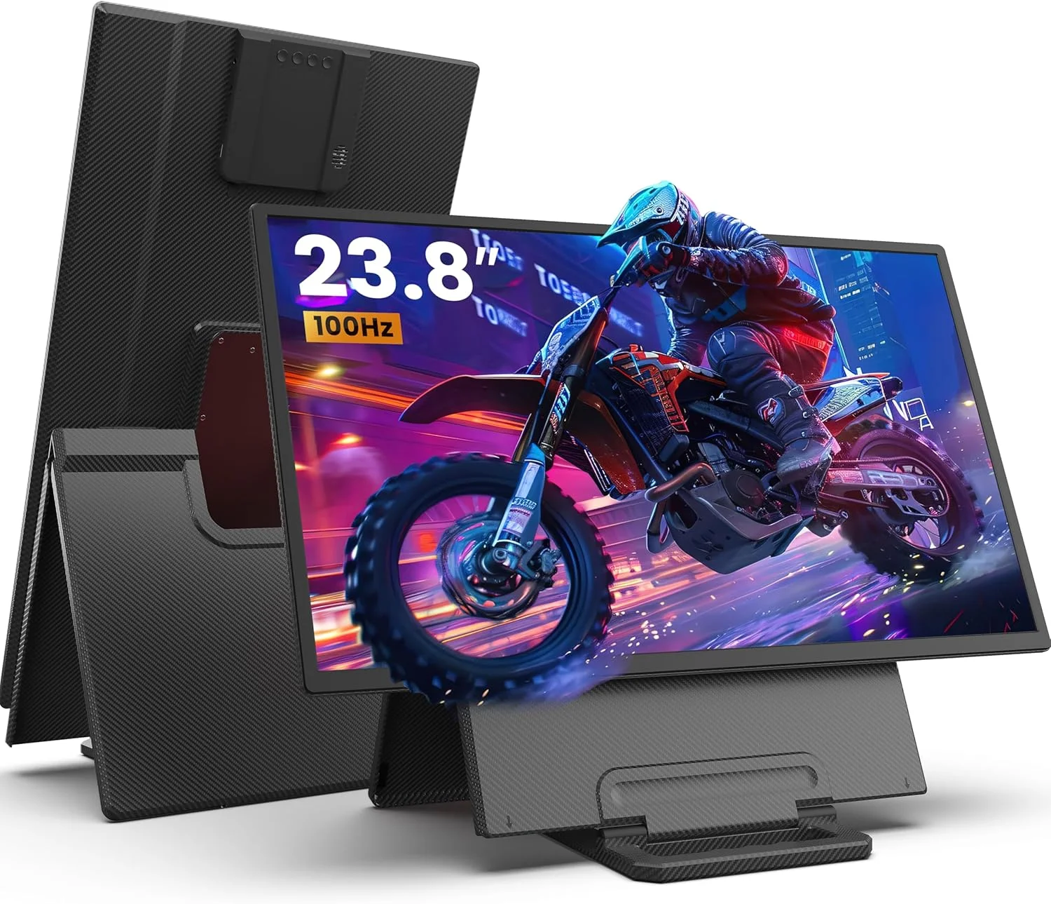 مانیتور قابل حمل بزرگ 23.8 اینچی، نمایشگر IPS با کیفیت 1080P FHD و نرخ 100 هرتز، صفحه نمایش با قابلیت تنظیم ارتفاع و چرخش (عمودی/افقی)، بلندگوهای داخلی، قابلیت نصب VESA، مانیتور دوم برای لپ تاپ، مک بوک، کامپیوتر
