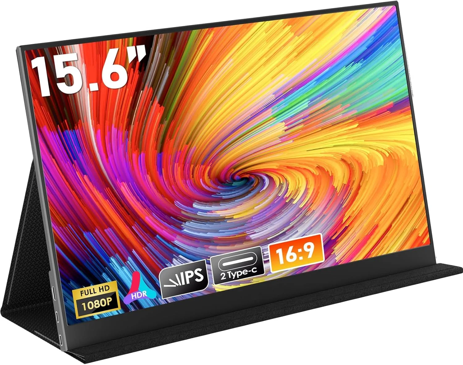 مانیتور قابل حمل هونگو 15.6 اینچی 1080P FHD USB-C، مانیتور لپ تاپ قابل حمل با کاور هوشمند و بلندگوی دوتایی، نمایشگر کامپیوتر HDMI IPS HDR مانیتور بازی اکسترنال برای PC، تلفن، مک، ایکس باکس، PS4، سوییچ