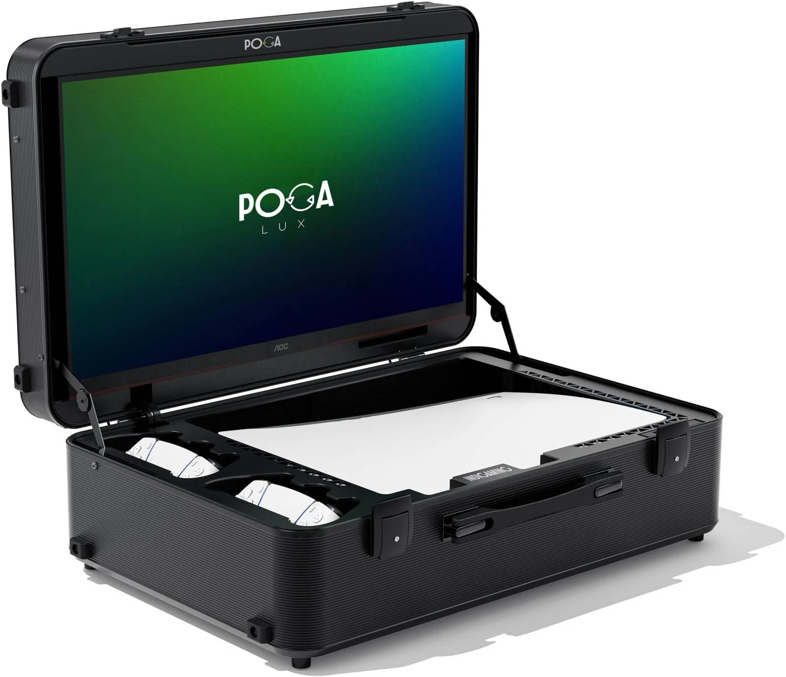 مانیتور قابل حمل 24 اینچی IndiGaming Poga Lux، برای PS5، رزولوشن FHD، نرخ نوسازی 165 هرتز، هاب USB 3.0، زمان پاسخگویی 1 میلی‌ثانیه (MPRT)، نسبت تصویر 16:9، FreeSync Premium، مشکی | Poga Lux