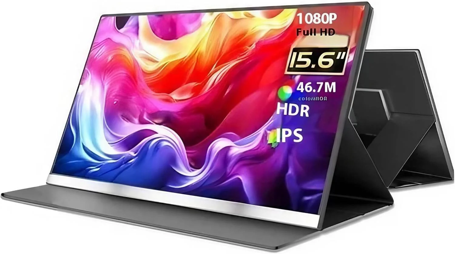 مانیتور قابل حمل V2COM P4، نمایشگر 16 اینچی IPS، رزولوشن FHD، نرخ تازه‌سازی 60 هرتز، زمان پاسخ‌دهی 1 میلی‌ثانیه، فناوری HDR، نمایشگر رنگی 16.7 میلیون رنگ، صفحه نمایش محافظ چشم قابل تنظیم، مشکی | P4