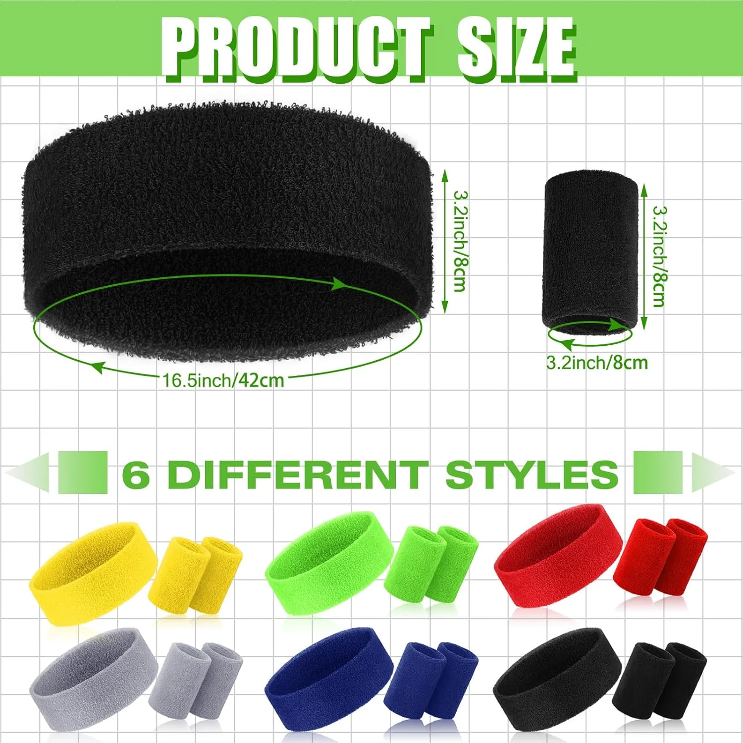 ست هدبند و مچ بند ورزشی رنگارنگ Hungdao - 6 عدد هدبند و مچ بند برای ورزش، بسکتبال، تمرین، تنیس - جذب کننده عرق برای دختران، پسران، زنان، مردان