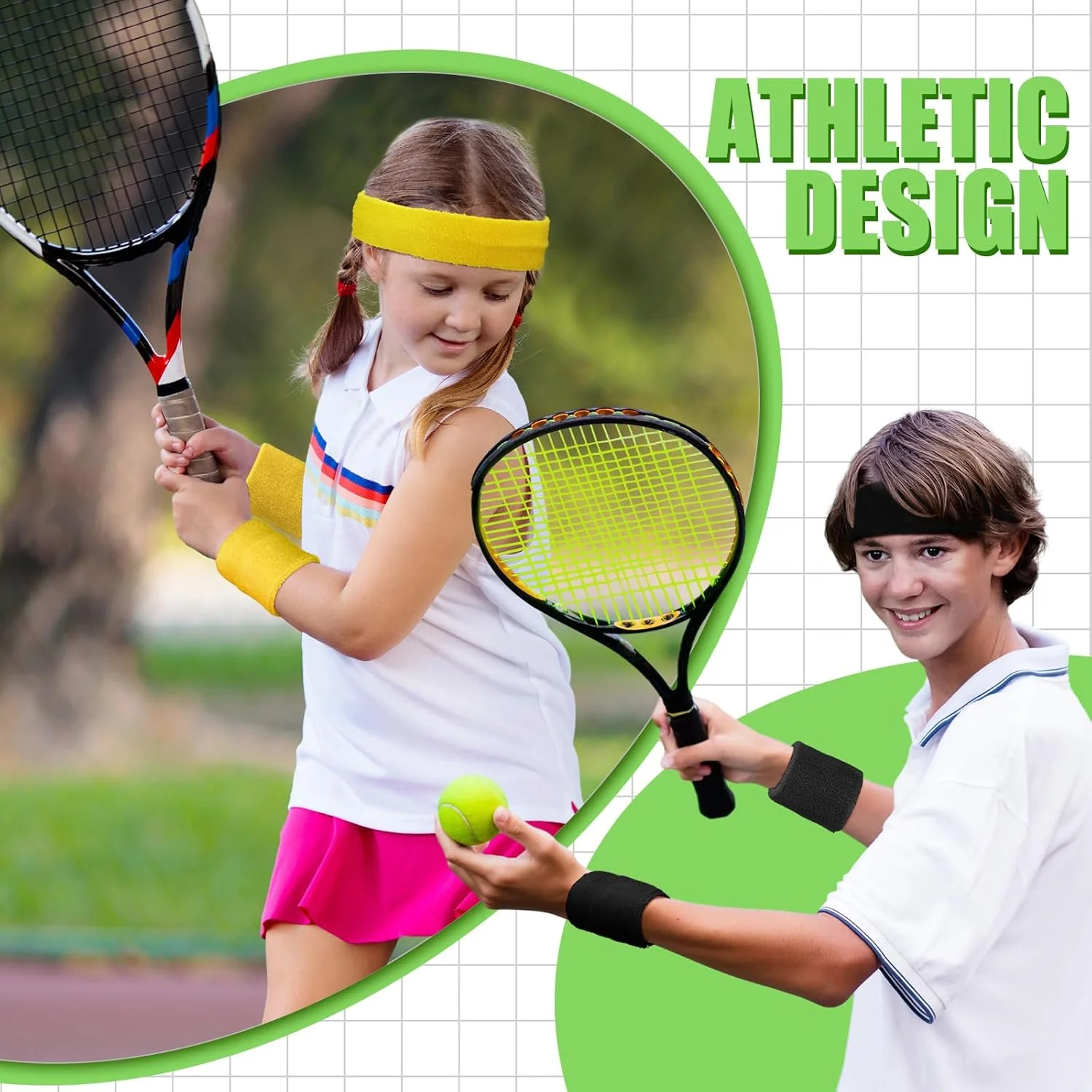 ست هدبند و مچ بند ورزشی رنگارنگ Hungdao - 6 عدد هدبند و مچ بند برای ورزش، بسکتبال، تمرین، تنیس - جذب کننده عرق برای دختران، پسران، زنان، مردان