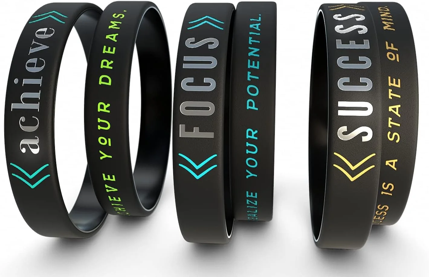آزون 6 عدد دستبند سیلیکونی انگیزشی، موفقیت، تمرکز، پیام های الهام بخش، سایز بزرگسال унисекс برای زنان مردان نوجوانان معلم هدیه مهمانی لوازم اداری خانگی