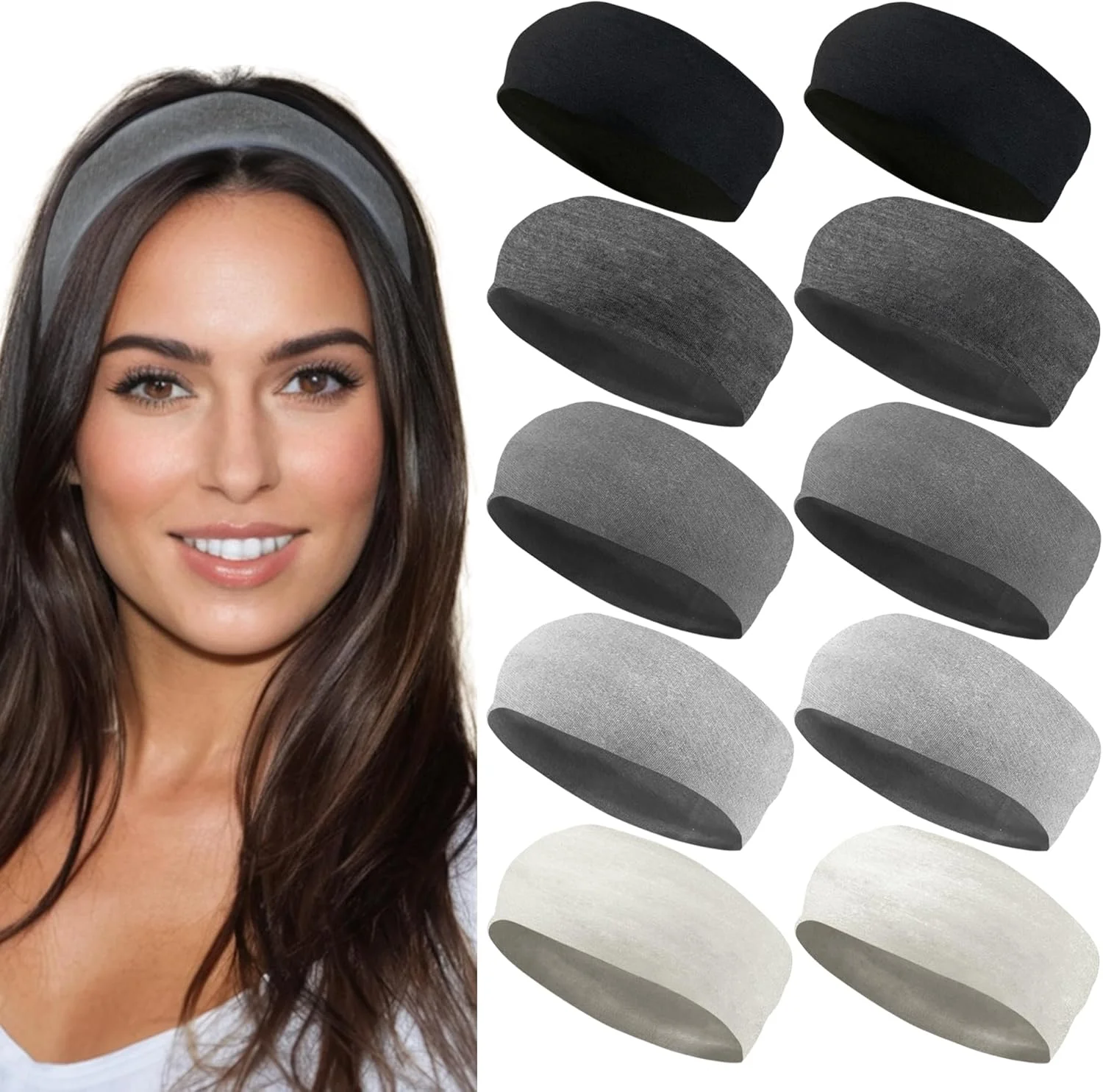 بسته 10 عددی هدبند کشی استایلا هیر، مناسب برای ورزش، یوگا، پیلاتس، دویدن، باشگاه، تمرینات، بیسبال، استفاده روزمره، هدیه و غیره!