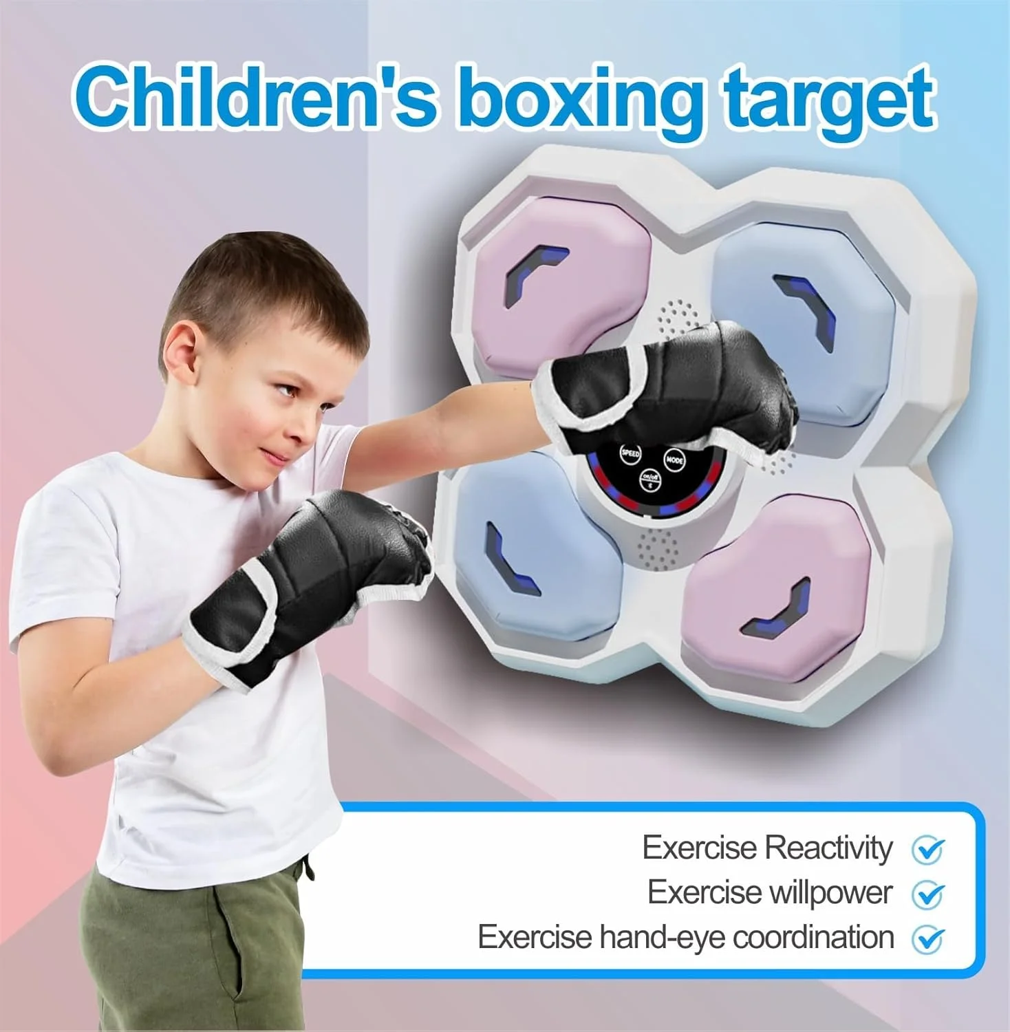 دستگاه بوکس موزیکال اسباب بازی ورزشی برای کودکان، هدف پانچ هوشمند بلوتوثی نصب شده روی دیوار، اسباب بازی پد تمرینی با دستکش، ایده های هدف تمرین تجهیزات پسران دختران کودکان دستگاه بوکس موزیکال اسباب بازی ورزشی برای کودکان، هدف پانچ هوشمند بلوتوثی نصب شده روی دیوار، اسباب بازی پد تمرینی با دستکش، ایده های هدف تمرین تجهیزات پسران دختران کودکان