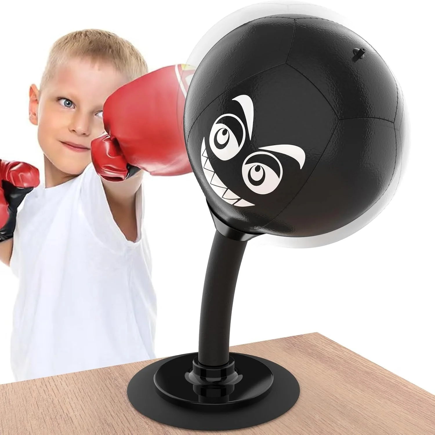 کیسه بوکس رومیزی خزنه - ضد استرس - توپ ضد استرس سنگین - توپ بوکس رومیزی با مکنده، اسباب بازی های رفلکسی برای رفع فشار و تنش، اسباب بازی های سرگرم کننده برای کودکان، همکاران و دوستان