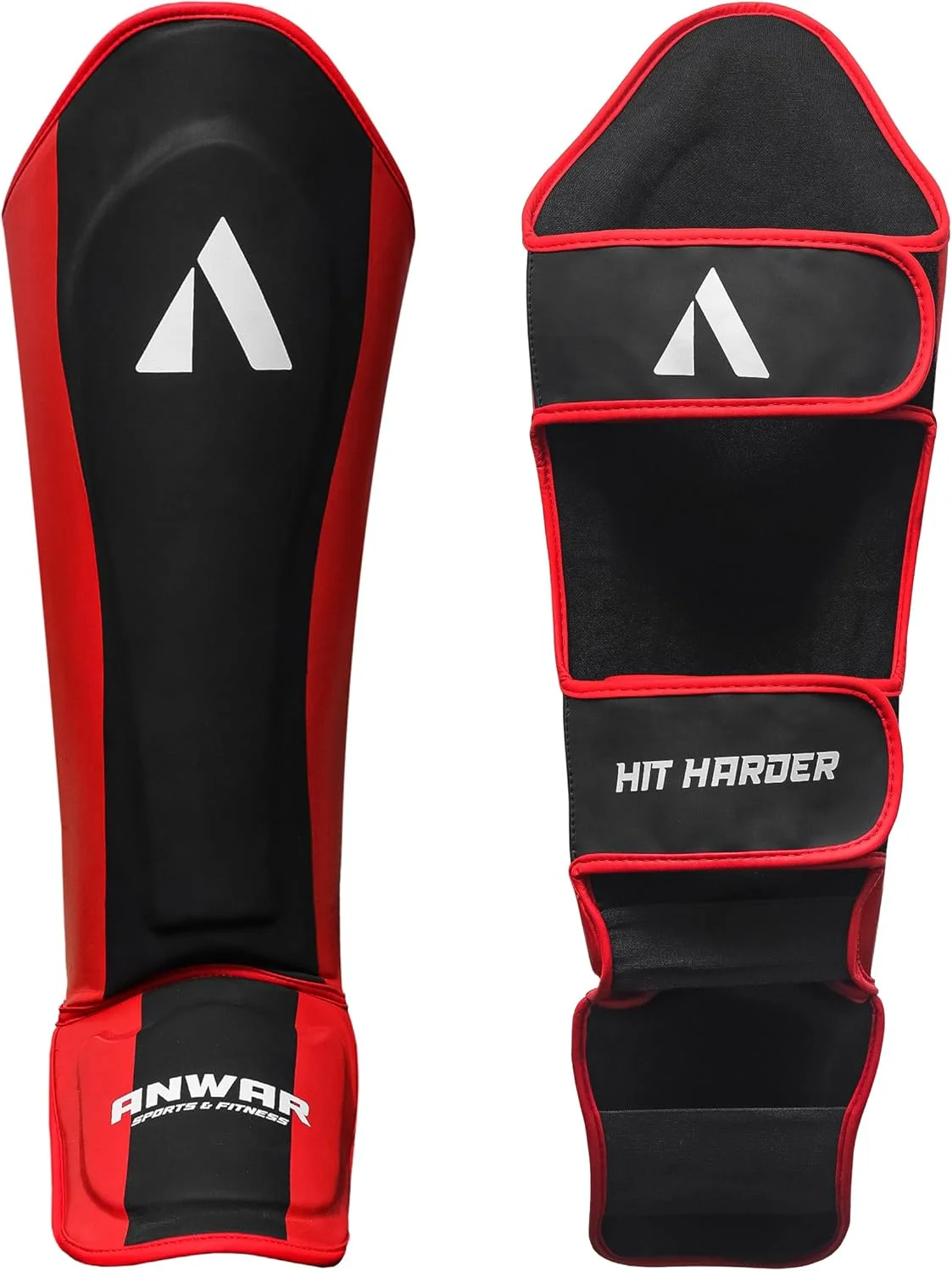 محافظ ساق پا - محافظ ساق و روی پا برای هنرهای رزمی، کیک بوکسینگ، BJJ، کاراته، تکواندو - محافظ ساق پا MMA تقویت شده با چرم PU - ساق پا با فوم