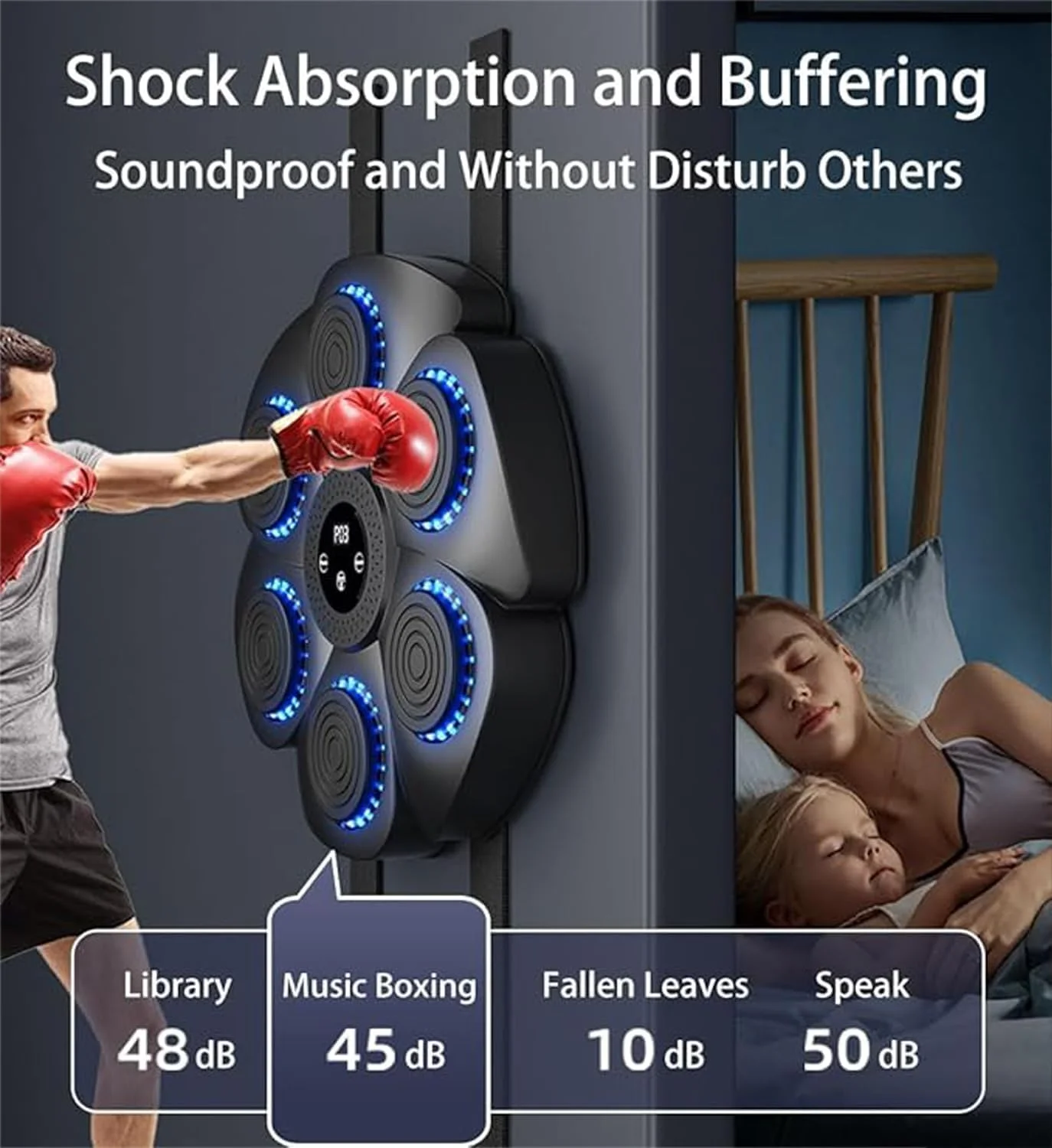 دستگاه بوکس موزیکال با دستکش بوکس، دستگاه هوشمند تمرین بوکس بلوتوثی قابل نصب روی دیوار برای کودکان و بزرگسالان، تجهیزات تمرین مشت زنی الکترونیکی هدف بوکس برای خانه، داخل سالن و باشگاه دستگاه بوکس موزیکال با دستکش بوکس، دستگاه هوشمند تمرین بوکس بلوتوثی قابل نصب روی دیوار برای کودکان و بزرگسالان، تجهیزات تمرین مشت زنی الکترونیکی هدف بوکس برای خانه، داخل سالن و باشگاه