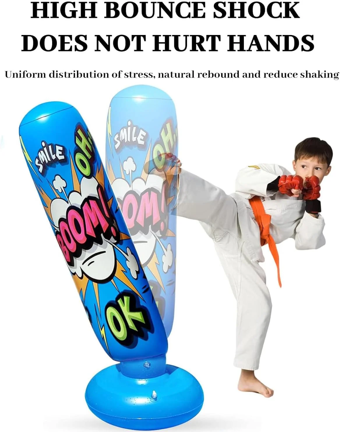 کیسه بوکس بادی فنری X، کیسه بوکس بادی 128 سانتی متری برای کودکان و نوجوانان، کیسه بوکس ایستاده، کیسه بوکس بادی، کیسه بوکس ایستاده برای تمرین کاراته