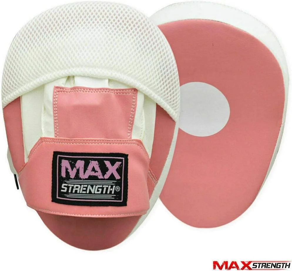 پدهای تمرکز خمیده صورتی مکس استرنگت و دستکش های بوکس برای کیک بوکسینگ روی تجهیزات پانچ (10oz)