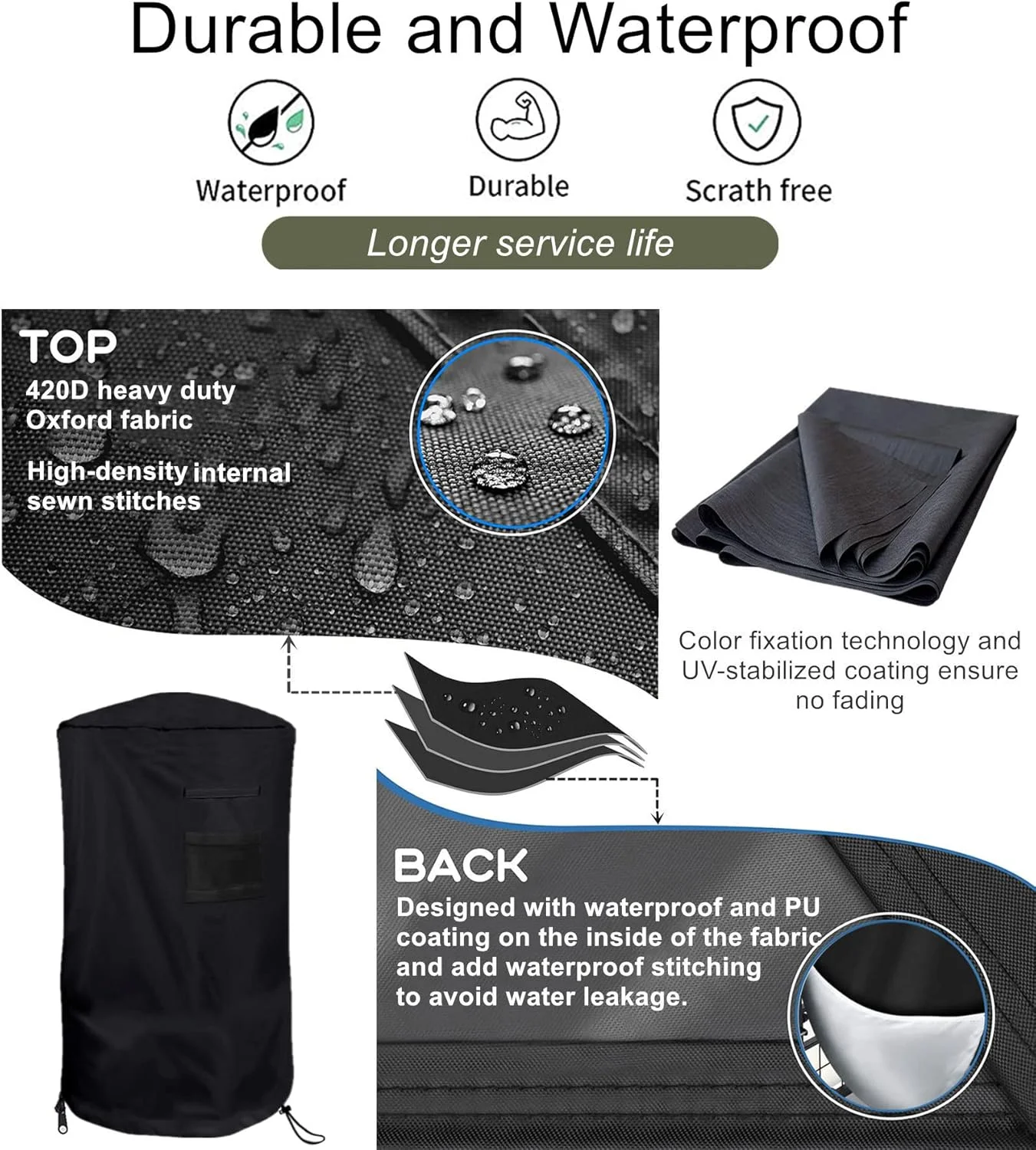 روکش کیسه بوکس ایستاده، روکش ضد آب کیسه بوکس ایستاده Falezern برای فضای باز، روکش محافظ ضخیم و قابل تنظیم برای کیسه بوکس سنگین