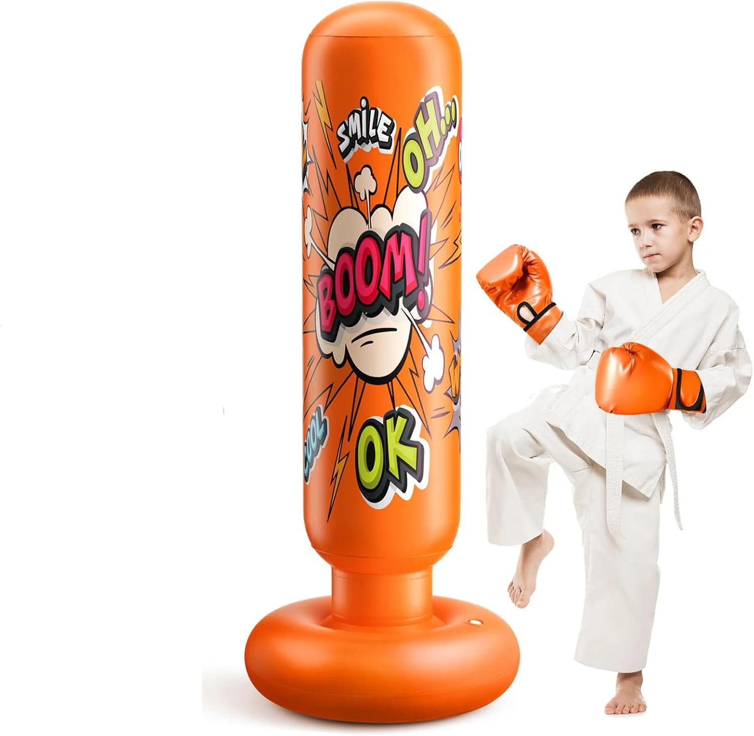 کیسه بوکس بادی ELECDON برای کودکان و بزرگسالان، تجهیزات بوکس، هدیه تولد، کیسه بوکس تمرینی قابل حمل برای کاراته و تکواندو در منزل و داخل سالن