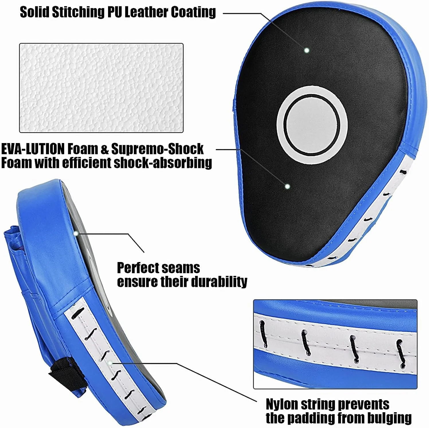 پدهای بوکس Arabest - دو عدد میت بوکس، میت های پانچ منحنی، پد هدف تمرینی بوکس برای کودکان و بزرگسالان، پدهای تمرکز برای کیک بوکسینگ، کاراته، موی تای، دوجو، هنرهای رزمی (آبی) پدهای بوکس Arabest - دو عدد میت بوکس، میت های پانچ منحنی، پد هدف تمرینی بوکس برای کودکان و بزرگسالان، پدهای تمرکز برای کیک بوکسینگ، کاراته، موی تای، دوجو، هنرهای رزمی (آبی)