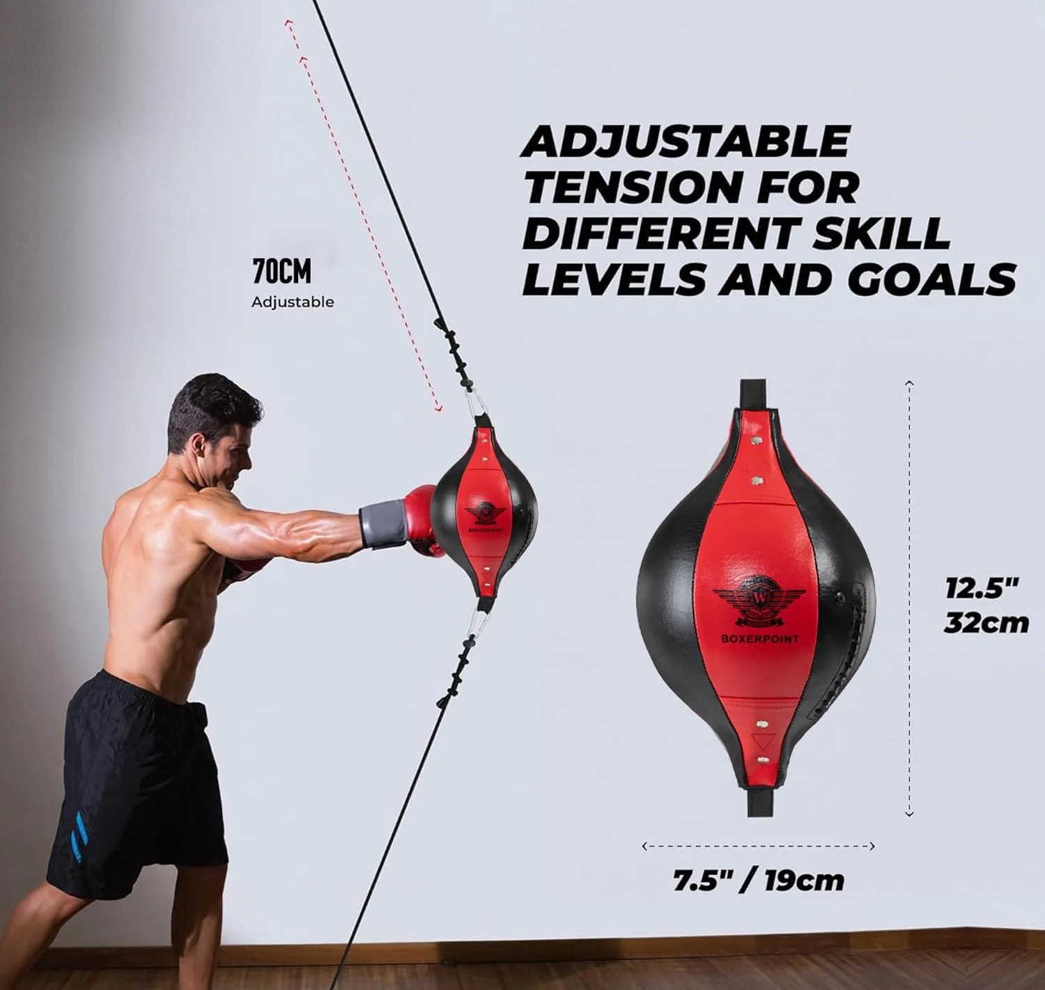 توپ پانچ دو طرفه L&E HELEE، توپ سرعتی با سطوح دشواری، توپ رفلکس بوکس با هدبند، ایده آل برای تمرین واکنش، چابکی و هماهنگی چشم و دست