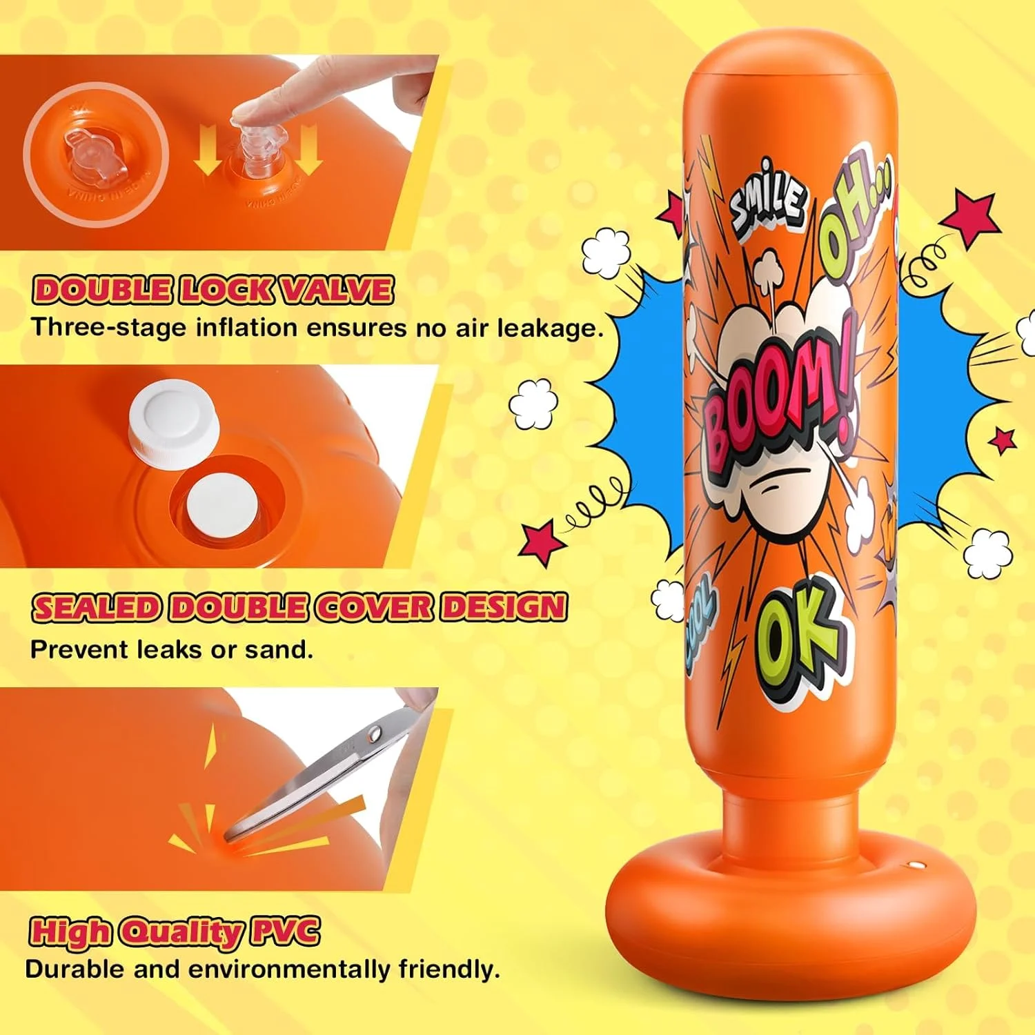 کیسه بوکس بادی ELECDON برای کودکان و بزرگسالان، تجهیزات بوکس، هدیه تولد، کیسه بوکس تمرینی قابل حمل برای کاراته و تکواندو در منزل و داخل سالن