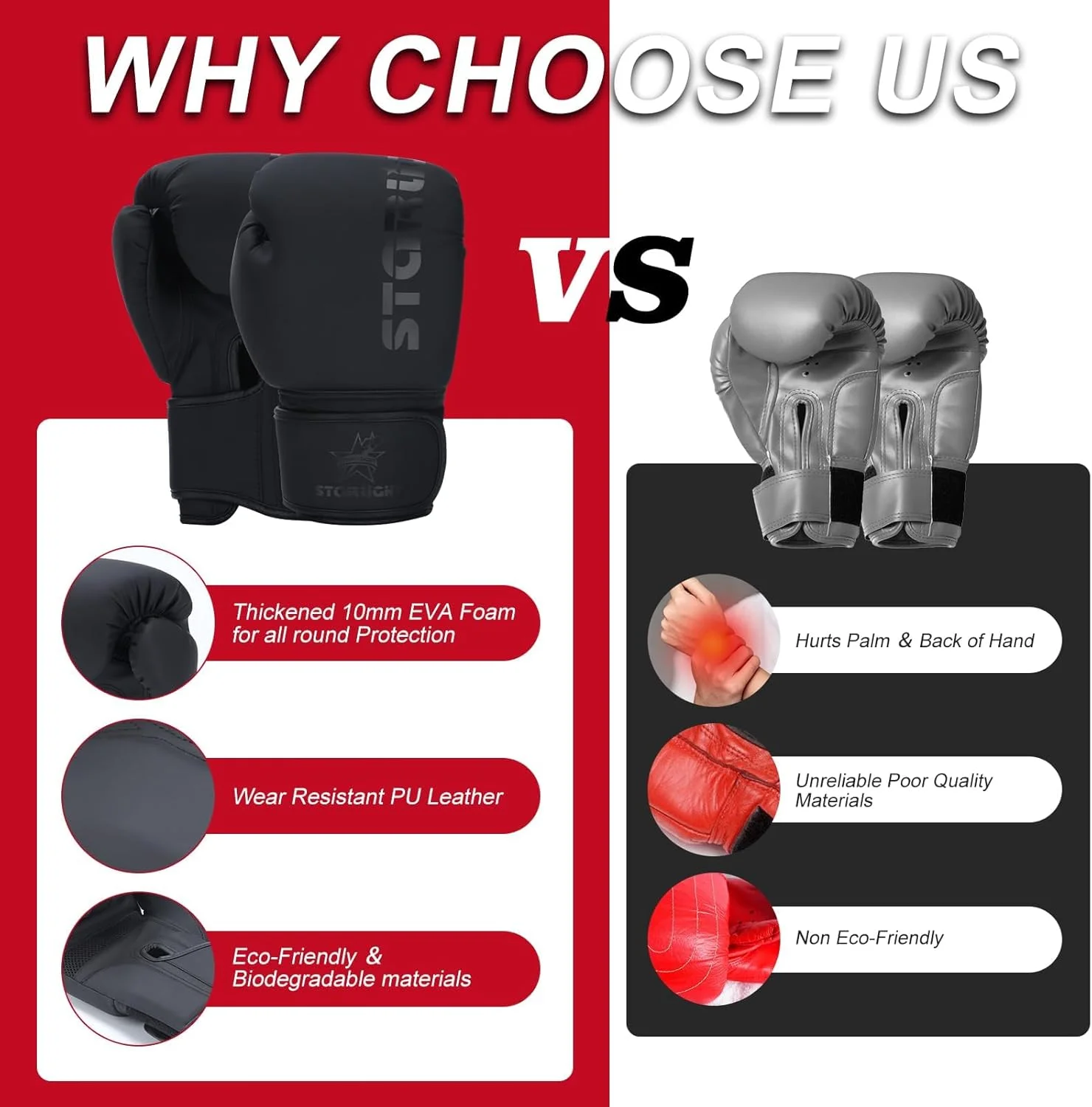 دستکش بوکس برای مردان و زنان، دستکش های تمرینی عالی برای مبارزه، تمرینات سنگین، ایده آل برای قدرت ضربه، دارای تهویه در کف دست