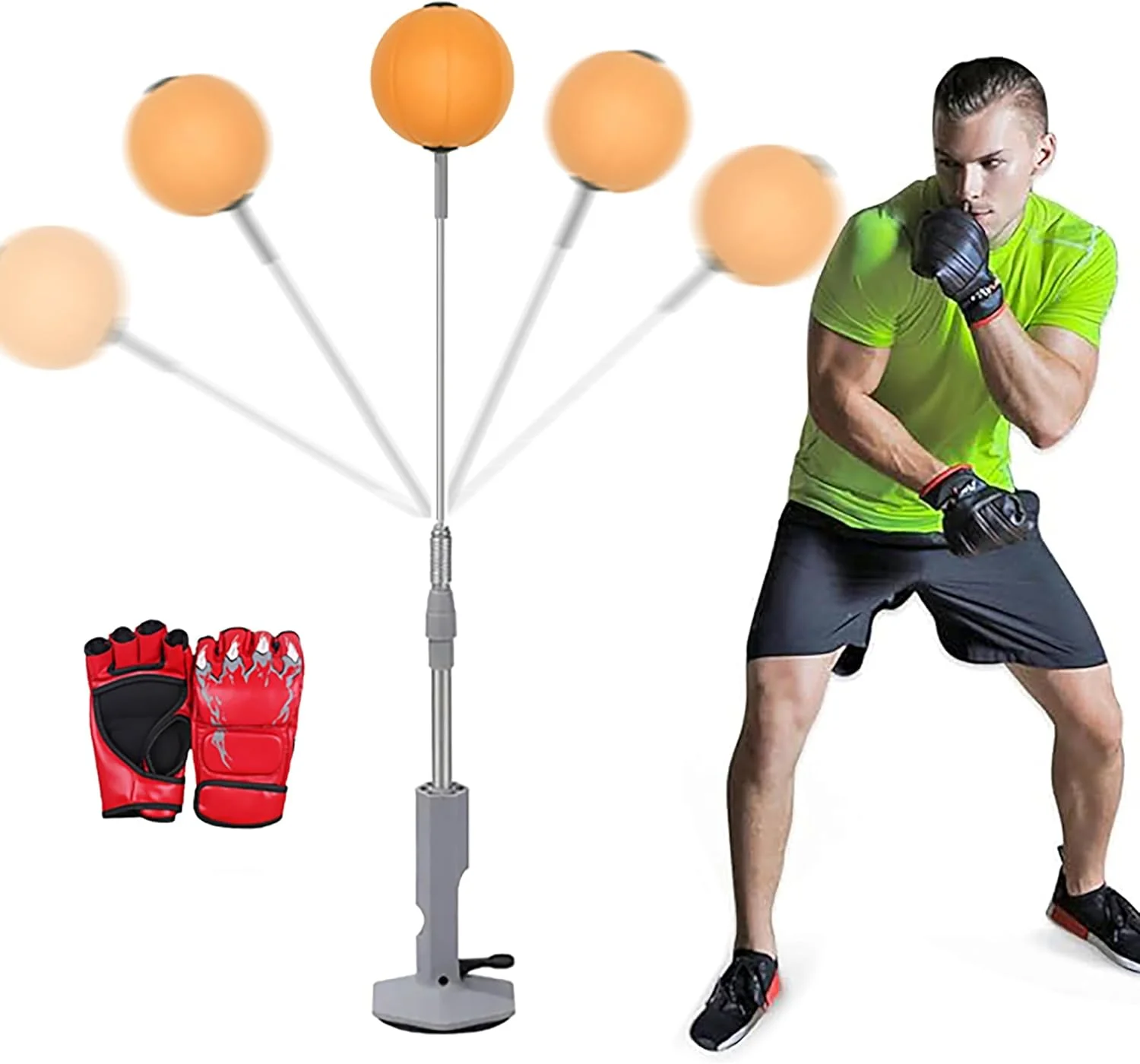 کیسه رفلکس بوکس سبک وزن با دستکش، توپ سرعت بوکس مدل مکنده خانگی برای نوجوانان و بزرگسالان برای تمرین واکنش، هدف گیری و چابکی، تجهیزات بوکس قابل حمل، برای کاهش استرس و تناسب اندام
