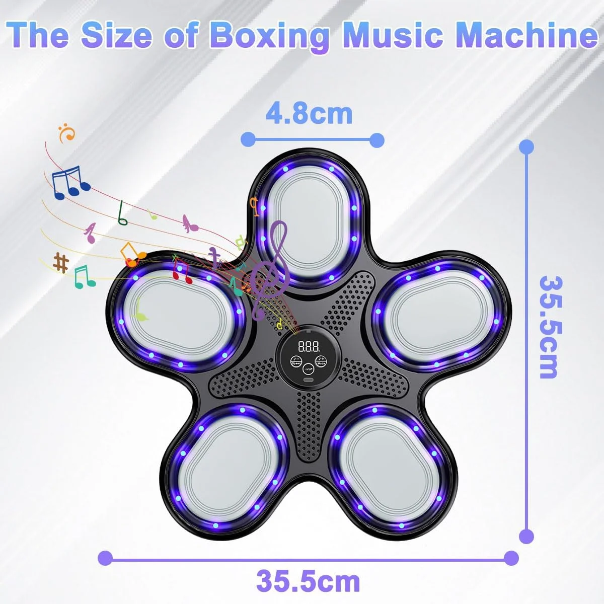 دستگاه بوکس هوشمند موزیکال، دستگاه پانچ بلوتوثی با دستکش، قابل نصب روی دیوار، دارای 9 حالت سرعت قابل تنظیم، مربی بوکس الکترونیکی LED، تمرین تناسب اندام، هدف تمرین پانچ برای بزرگسالان، خانه، باشگاه سرپوشیده